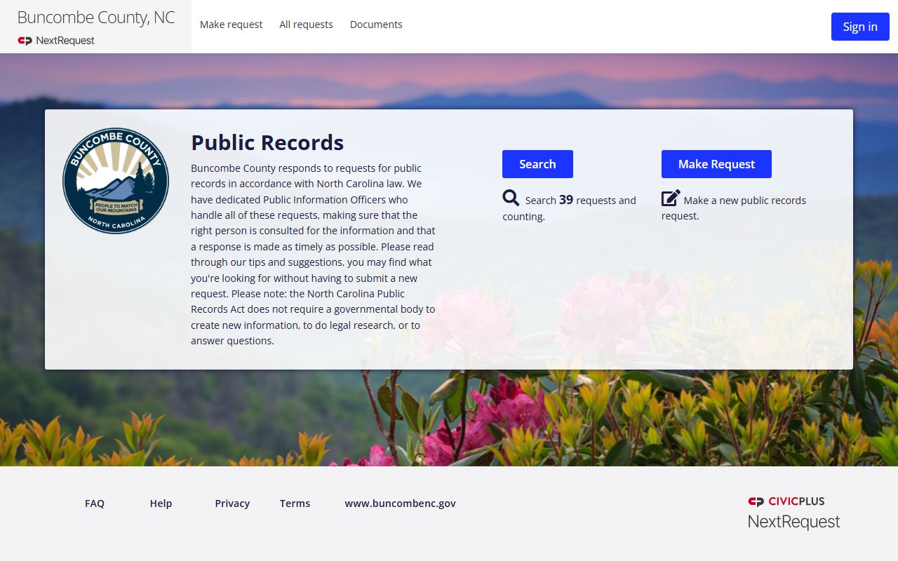 Buncombe County arrest records and court charges public records request portal