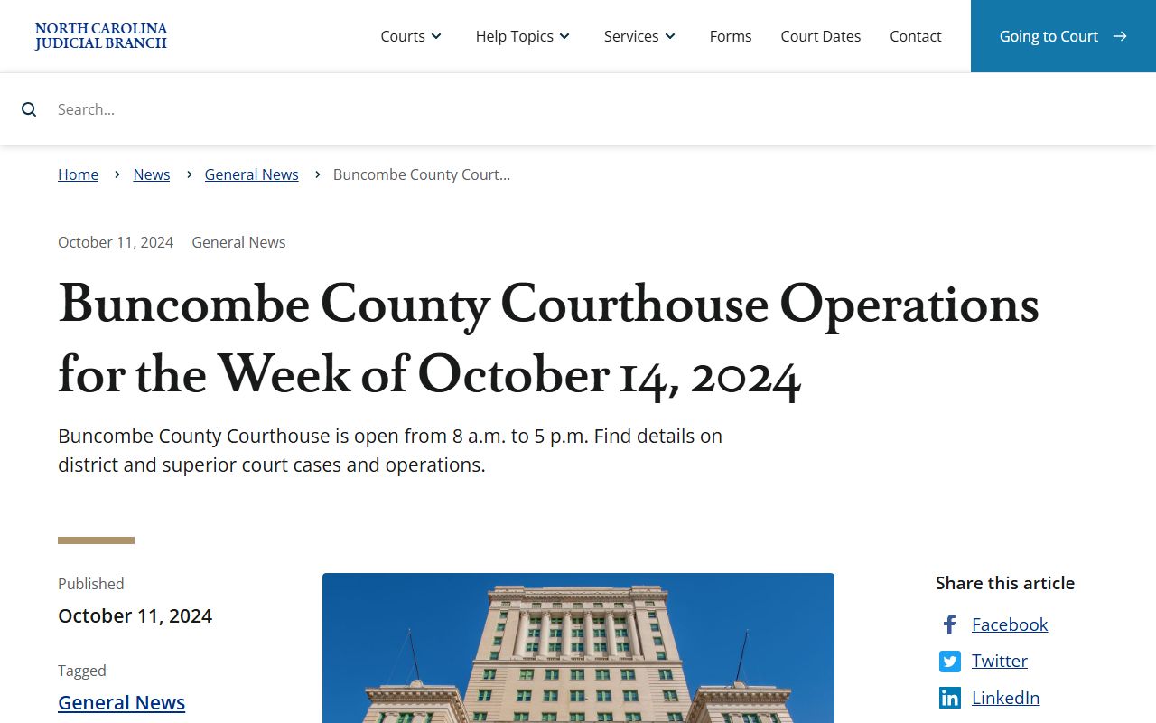 Buncombe County court dockets courthouse operations update