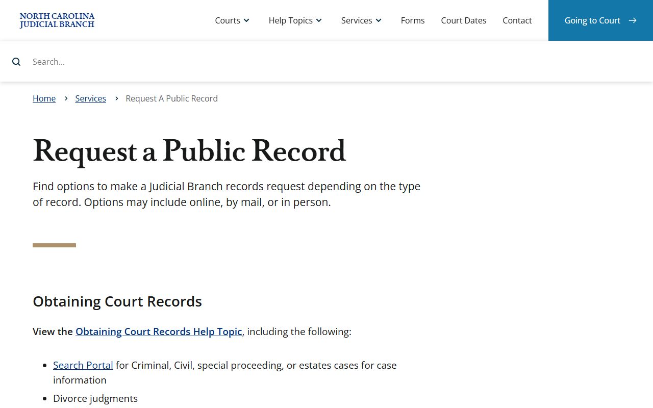 Buncombe County court records public records request page