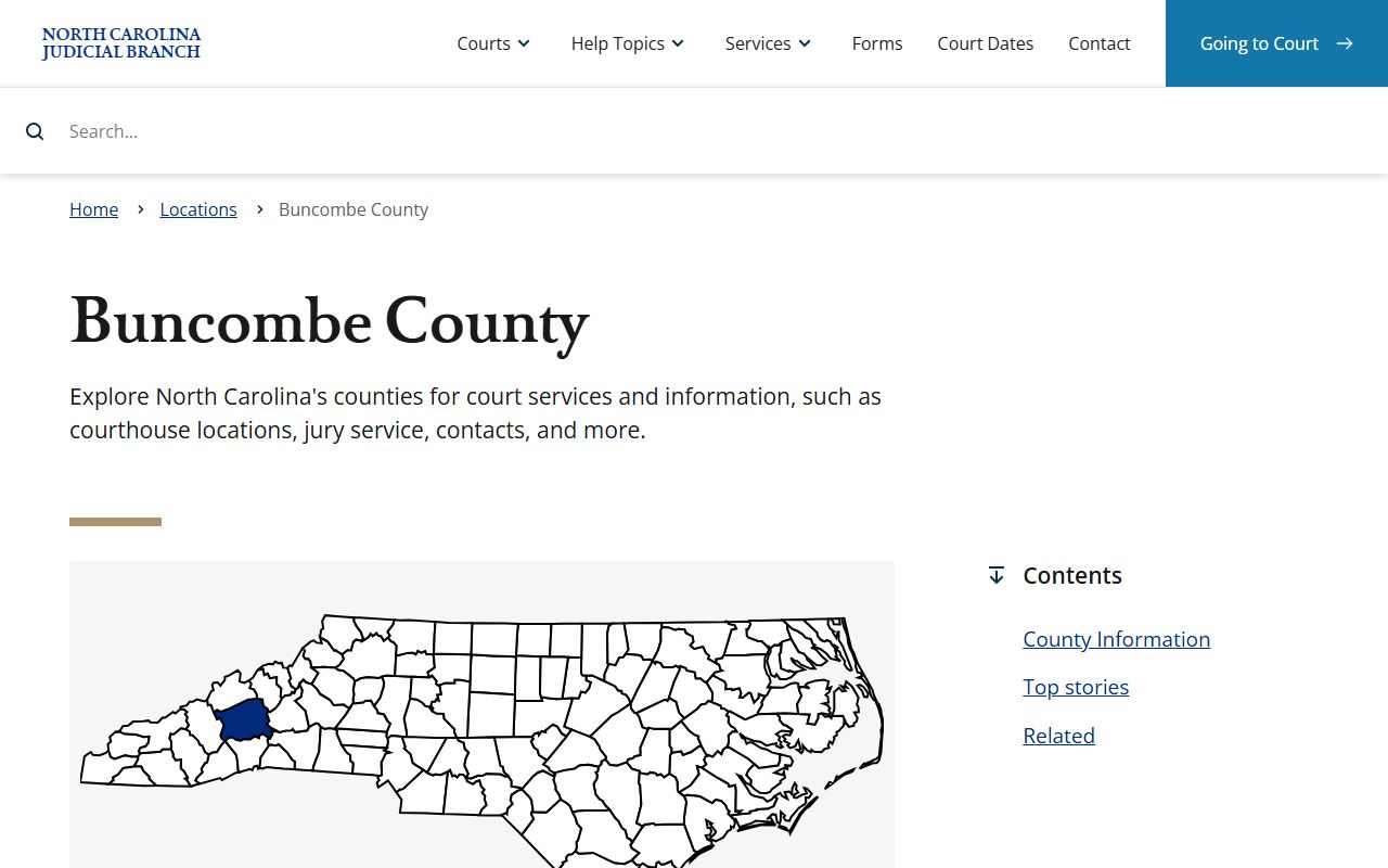 Buncombe County court records Judicial Branch landing page