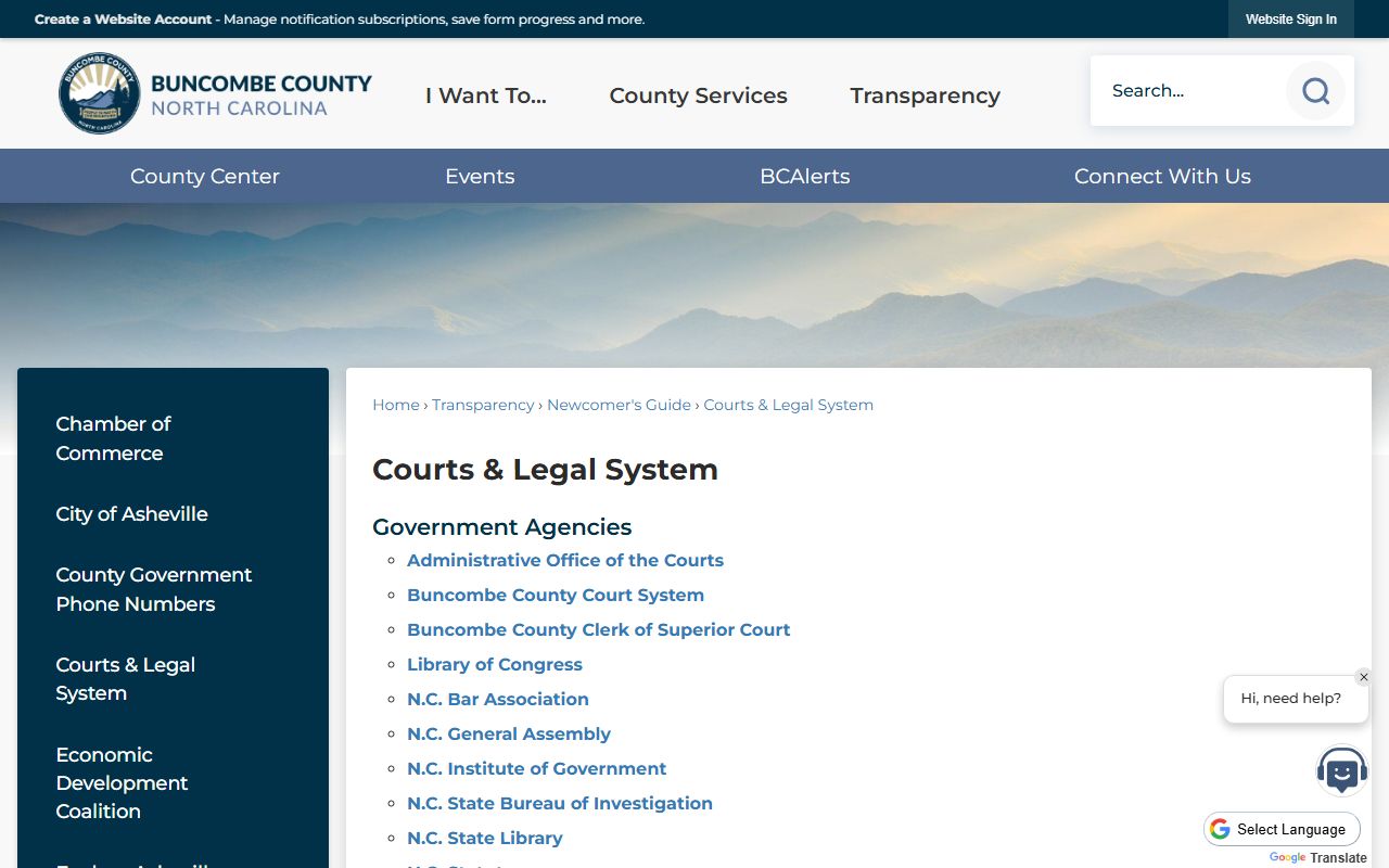 Buncombe County court records North Carolina court system links